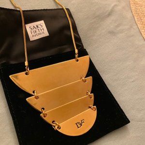 DVF Geometric Layered Disc Pendant Necklace